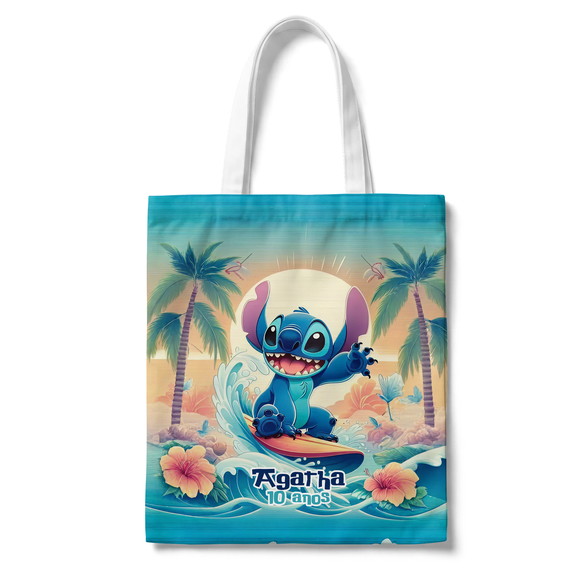 Sacola Tecido - Lilo Stitch Surf Praia