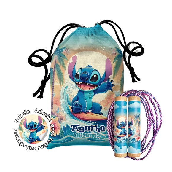 Saquinho Surpresa e Pula Corda - Lilo Stitch Surf Praia