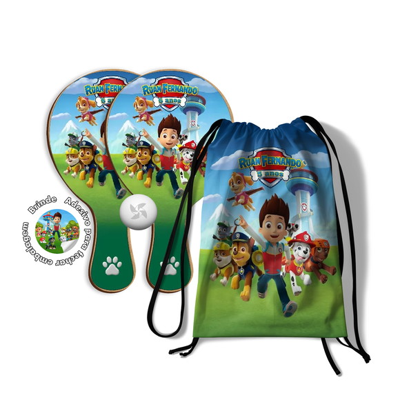 Kit Mochilinha e Raquetes Ping Pong - Patrulha Canina
