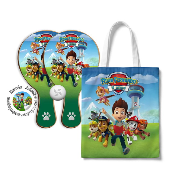 Kit Sacola Oxford e Raquete Ping Pong - Patrulha Canina
