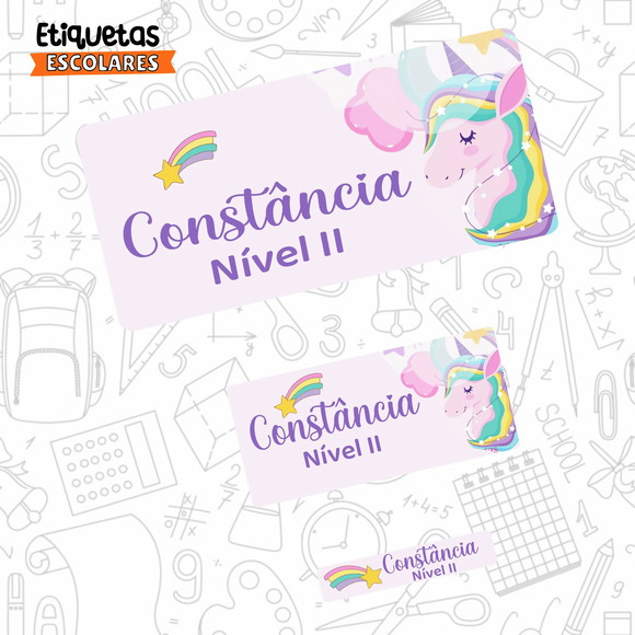 Etiqueta Escolar Unicórnio