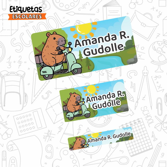 Etiqueta Escolar Capivara