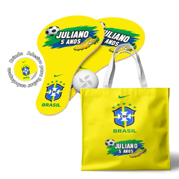 Kit Sacola Oxford e Raquete Ping Pong Seleção Copa 2026