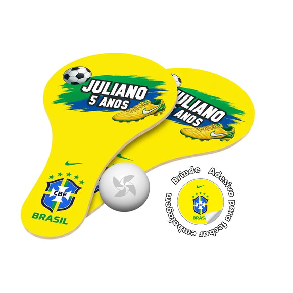Kit Raquetes Ping Pong Festa Seleção Brasileira Copa 2026