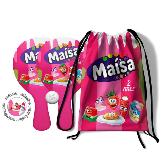 Kit Mochilinha e Raquetes Ping Pong - Tema Fini