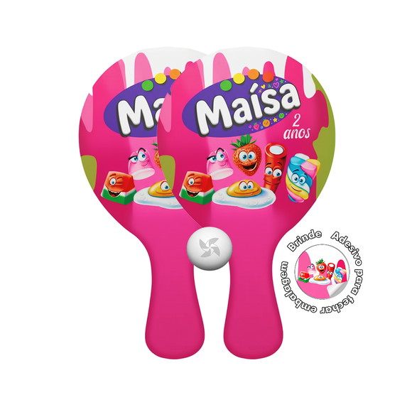 Kit Raquetes Ping Pong Festa Tema Fini