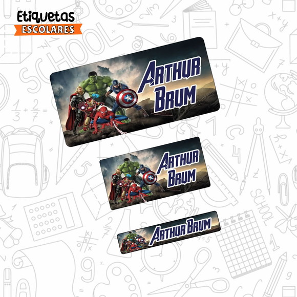 Etiqueta Escolar Herois Vingadores Avengers