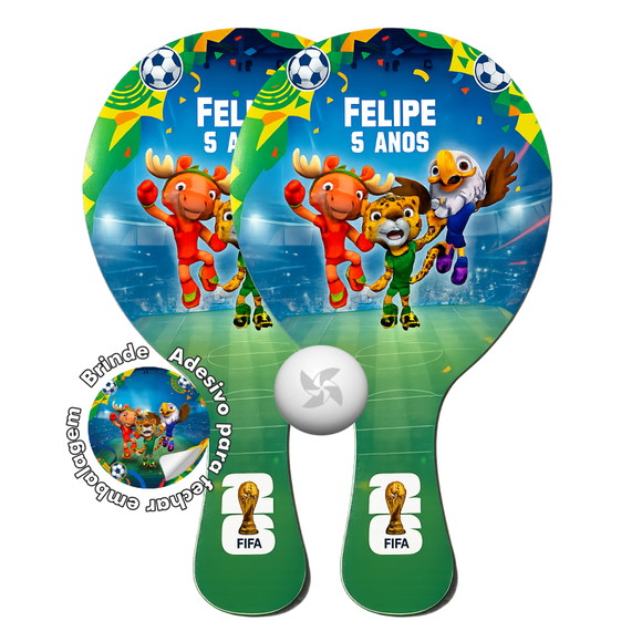 Kit Raquetes Ping Pong - Copa do Mundo Fifa World Cup 2026