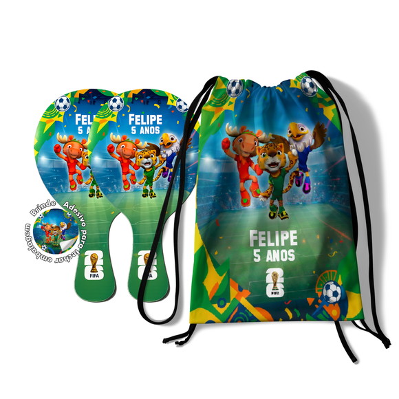 Kit Mochilinha e Raquetes Ping Pong - Copa do Mundo 2026