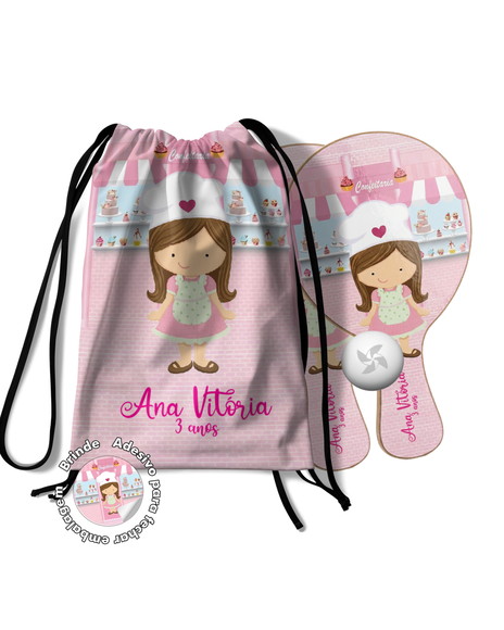 Kit Mochilinha e Raquetes Ping Pong - Confeitaria