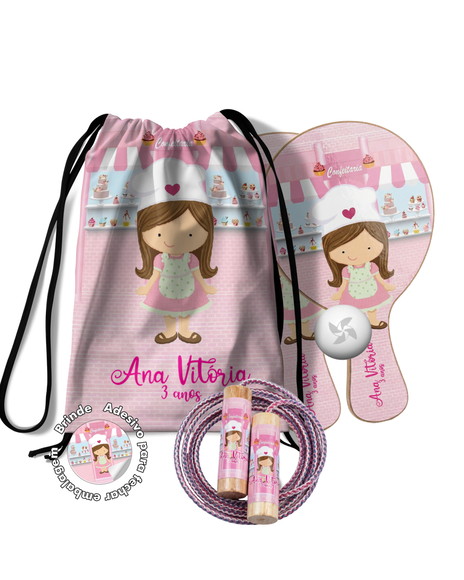 Kit Mochilinha Raquetes e Pula Corda - Confeitaria