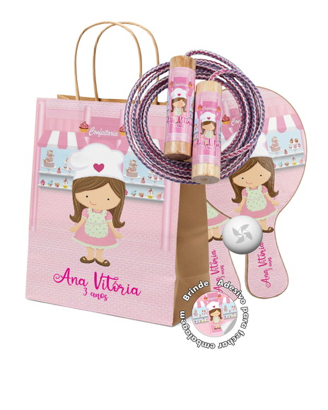 Sacola Kraft Raquetes Ping Pong e Pula Corda - Confeitaria
