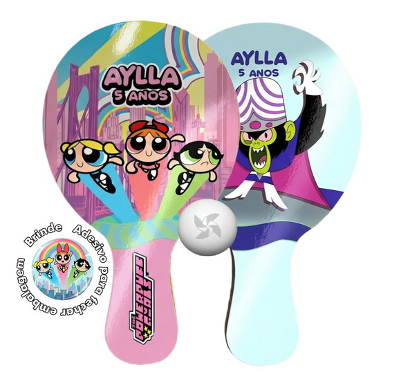 Kit Raquetes Ping Pong Meninas Super Poderosas Macaco Louco