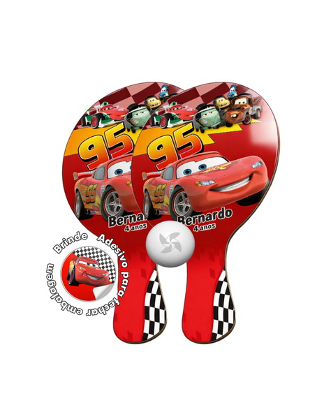 Kit Raquetes Ping Pong - Relâmpago Mcqueen - Carros