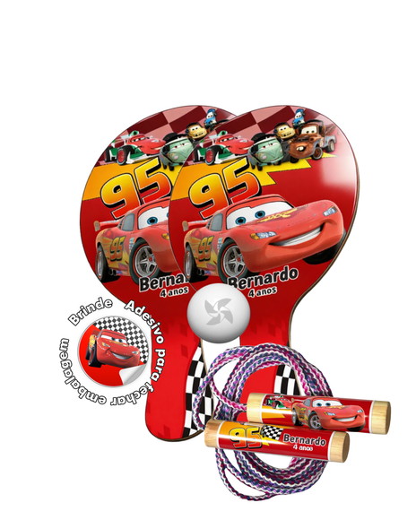 Raquetes Ping Pong e Pula Corda - Relâmpago Mcqueen Carros