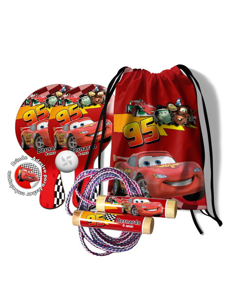 Kit Mochilinha Raquetes e Pula Corda - Relâmpago Mcqueen