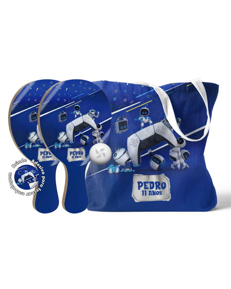 Kit Sacola Oxford e Raquete Ping Pong Astrobot Playstation 5