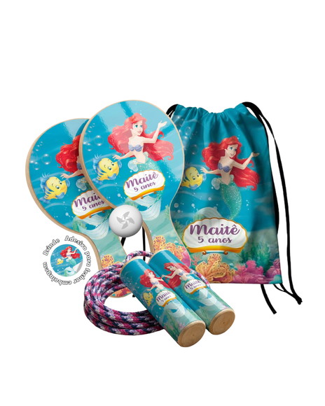 Kit Mochilinha Raquetes e Pula Corda - Pequena Sereia