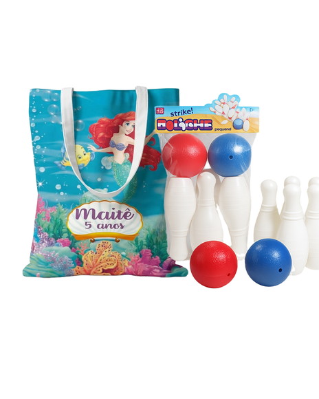 Mini Boliche Infantil com Sacola Alça - Pequena Sereia