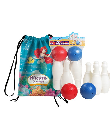 Mini Boliche Infantil com Mochila Saco - Pequena Sereia