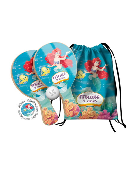 Kit Mochilinha e Raquetes Ping Pong - Pequena Sereia