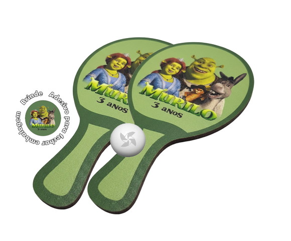 Kit Raquetes Ping Pong - Shrek