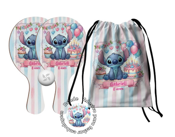 Kit Mochilinha e Raquetes Ping Pong - Lilo Stitch