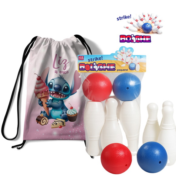 Mini Boliche Infantil com Mochila Lilo Stitch Angel