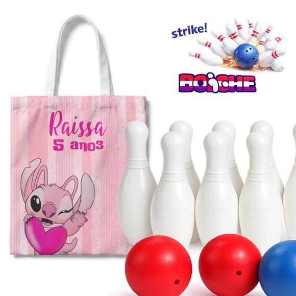 Mini Boliche Infantil com Sacola Lilo Stitch Angel