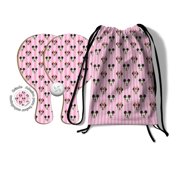Kit Mochilinha e Raquetes Ping Pong - Minnie e Mickey