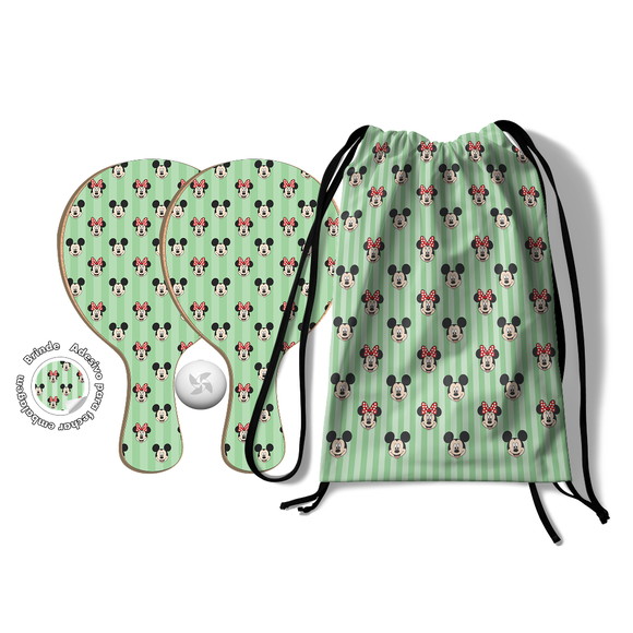 Kit Mochilinha e Raquetes Ping Pong - Mickey e Minnie