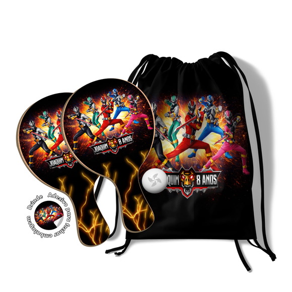 Mochilinha e Raquetes Ping Pong - Power Rangers Dino Fury