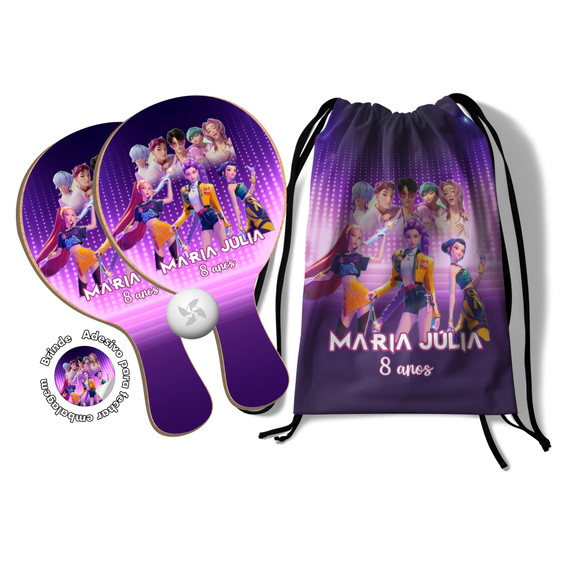 Kit Mochilinha e Raquetes Ping Pong - Guerreiras Kpop