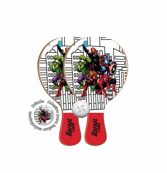 Kit Raquetes Ping Pong - Super Heróis Vingadores