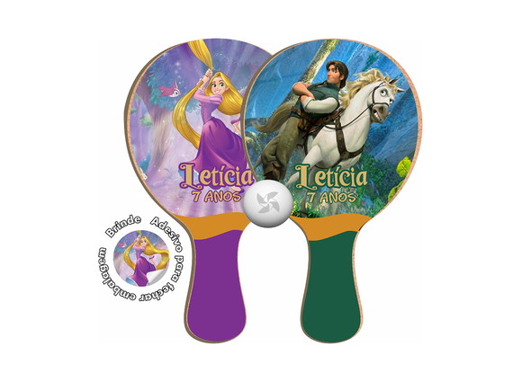 Kit Raquetes Ping Pong - Rapunzel Enrolados