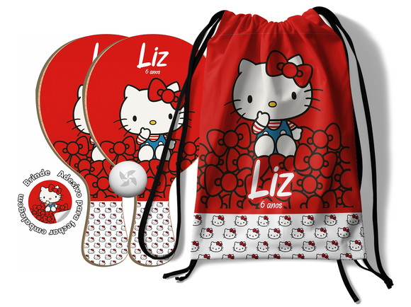 Kit Mochilinha e Raquetes Ping Pong - Hello Kitty