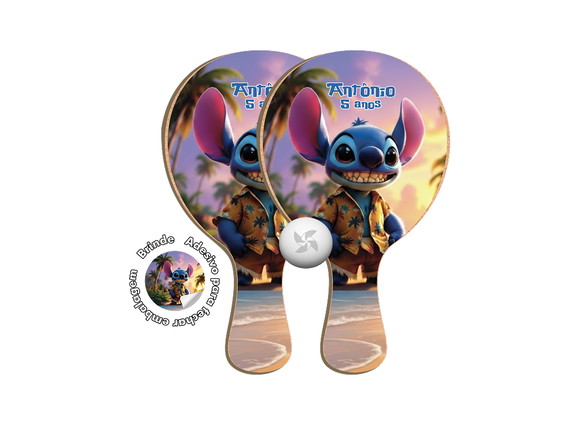Kit Raquetes Ping Pong - Stitch Hawaii