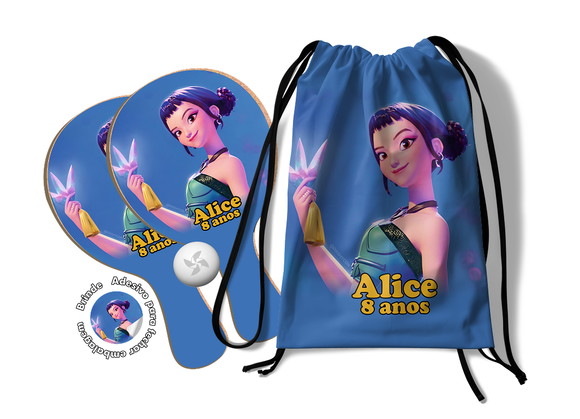 Kit Mochilinha e Raquetes Ping Pong - Guerreiras do K Pop