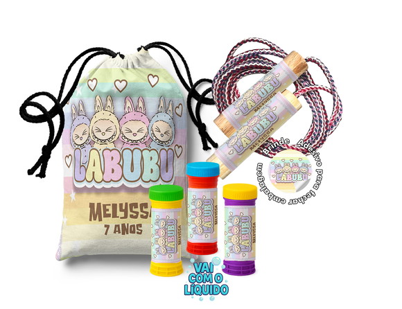Kit Saquinho Pula-corda e Bolha de Sabão - Labubu