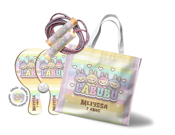 Sacola com Raquetes e Pula Corda - Labubu