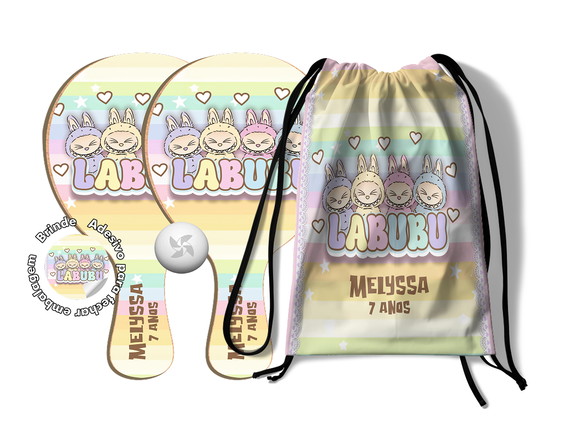 Kit Mochilinha e Raquetes Ping Pong - Labubu