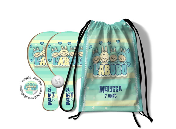 Kit Mochilinha e Raquetes Ping Pong - Labubu
