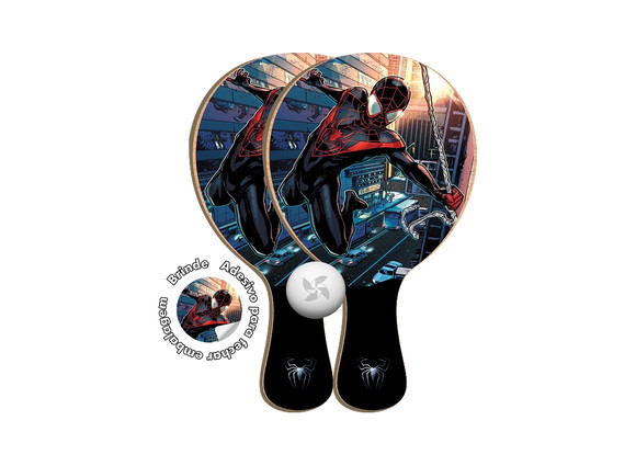 Kit Raquetes Ping Pong - Miles Morales