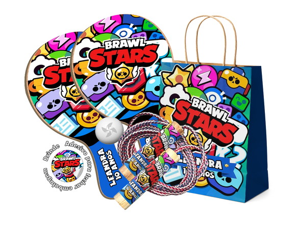 Sacola Kraft Raquetes Ping Pong e Pula Corda - Brawl Stars