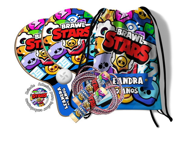 Kit Mochilinha Raquetes e Pula Corda - Brawl Stars