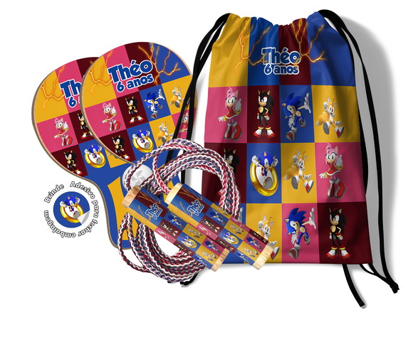 Kit Mochilinha Raquetes e Pula Corda - Sonic