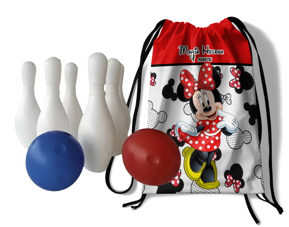 Mini Boliche Infantil com Mochila - Minnie e Mickey