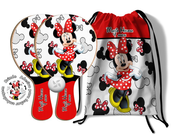 Kit Mochilinha e Raquetes Ping Pong - Minnie e Mickey