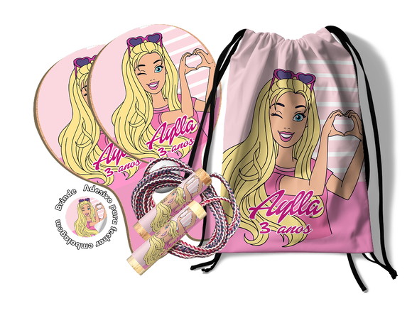 Kit Mochilinha Raquetes e Pula Corda - Barbie