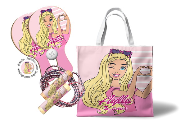 Sacola com Raquetes e Pula Corda - Barbie